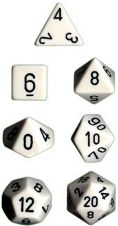 OPAQUE WHITE/BLACK 7-DICE SET