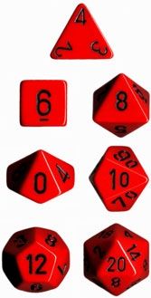 OPAQUE RED/BLACK 7- DICE SET