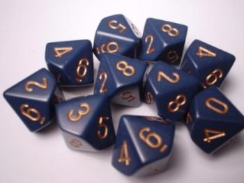 OPAQUE DUSTY BLUE/ COPPER 7- DICE SET