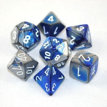 GEMINI BLUE-STEEL/ WHITE 7- DICE SET
