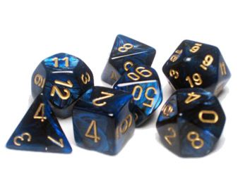 LUSTROUS PURPLE/GOLD 7-DICE SET