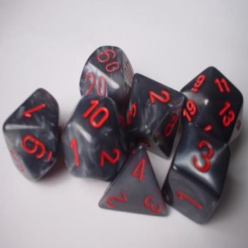VELVET BLACK/RED 7-DICE SET