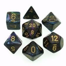 LUSTROUS SHADOW/GOLD 7-DICE SET