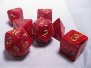 SCARAB SCARLET/GOLD 7-DICE SET