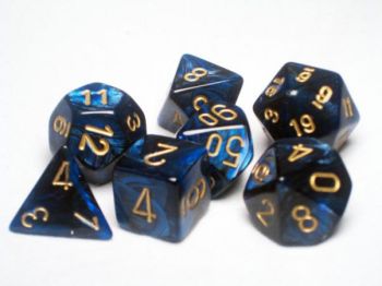 BOREALIS ROYAL BLUE/GOLD 7-DICE SET