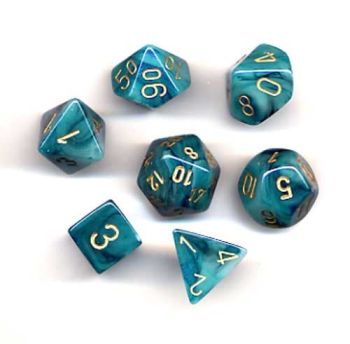 PHANTOM TEAL/GOLD 7-DICE SET