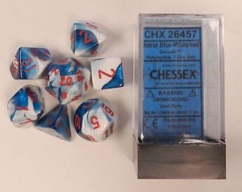 GEMINI ASTRAL BLUE/WHITE RED 7-DICE SET