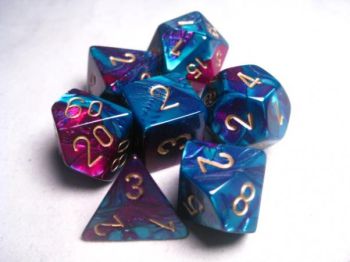 GEMINI RED TEAL/GOLD 7- DICE SET