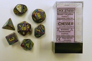 FESTIVE MOSAIC/YELLOW 7-DICE SET