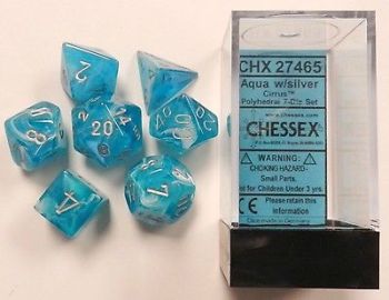 CIRCUS AQUA/SILVER 7-DICE SET