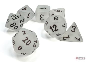 FROSTED CLEAR/BLACK 7-DICE SET