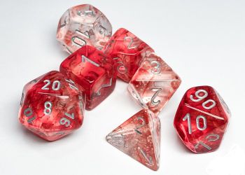 Nebula Luminary Red/Silver Polyhedral 7-Dice Set
