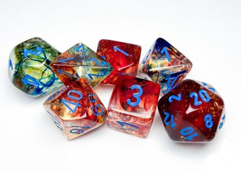 Nebula Luminary Primary/Blue Polyhedral 7-Dice Set