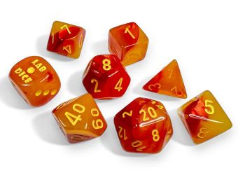 Gemini Luminary Orange-Red/Yellow Polyhedral 7-Die Set