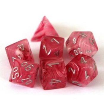 GHOSTLY ARROW PINK/SILVER 7-DICE SET