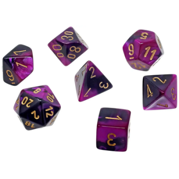 Gemini Black-Purple/Gold Mini Polyhedral 7-Dice Set
