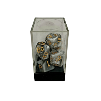 Dual Green-White/Gold Polyhedral 7-Die Set