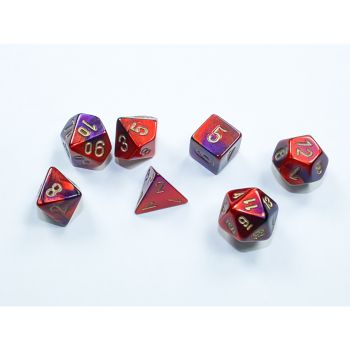 Gemini Purple-Red/Gold Mini Polyhedral 7-Dice Set