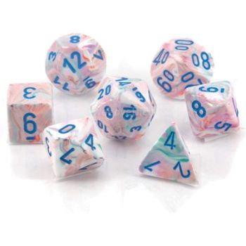 Festive Pop Art/Blue Mini Polyhedral 7-Dice Set
