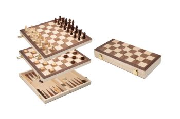 Chess Backgammon Checkers Set, field 40 mm