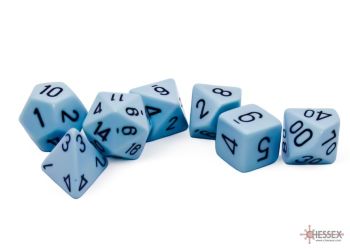 Opaque Pastel Blue/Black Polyhedral 7-Dice Set