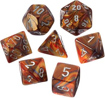 LUSTROUS GOLD/SILVER 7-DICE SET