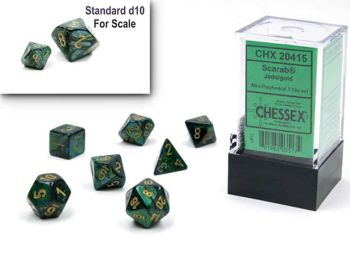Scarab Scarlet/Gold Mini Polyhedral 7-Dice Set