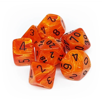 VORTEX ORANGE/BLACK 7-DICE SET