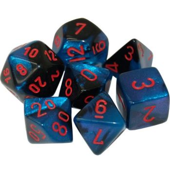 Gemini Black-Starlight/Red Mini Polyhedral 7-Dice Set