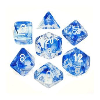 NEBULA DARK BLUE/WHITE 7-DICE SET