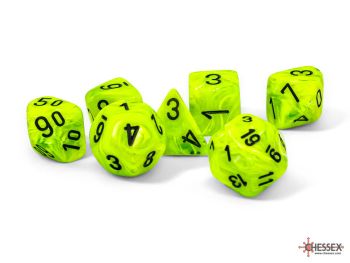 Vortex Mega-Hedral Bright Green/Black Polyhedral 7-Dice Set