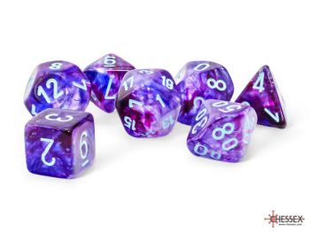 Festive Mega-Hedral Nocturnal/Turquoise Luminary Polyhedral 7-Dice Set