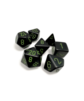 Opaque Black/Green Polyhedral 7-Die Set