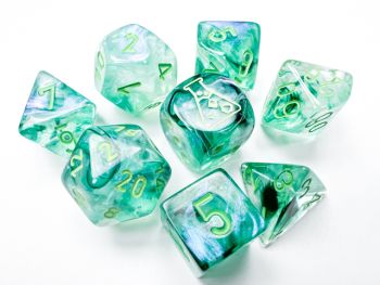 Borealis Luminary Kelp/Light Green Polyhedral 7-Dice Set