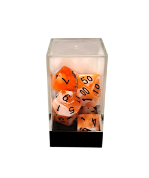 Dual Orange-White/Black Polyhedral 7-Die Set