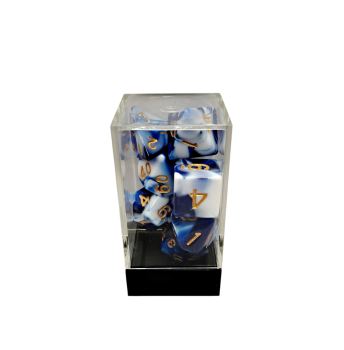 Dual Blue-White/Gold Polyhedral 7-Die Set