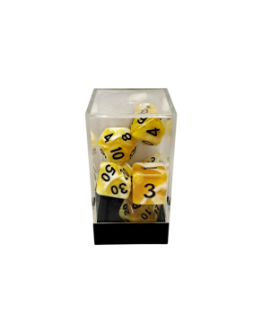 Dual Yellow-White/Black Polyhedral 7-Die Set