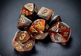 Scarab Blue Blood/Gold Mini Polyhedral 7-Dice Set