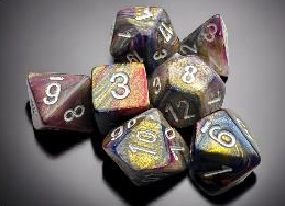 Festive Carousel/White Mini Polyhedral 7-Dice Set
