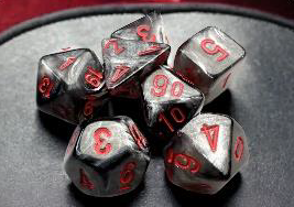Velvet Black/Red Mini Polyhedral 7-Dice Set