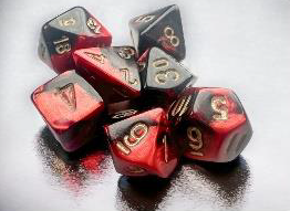 Gemini Black-Red/Gold Mini Polyhedral 7-Dice Set