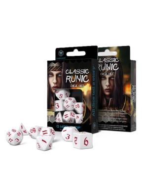 Classic Runic Dice Set: White & Red