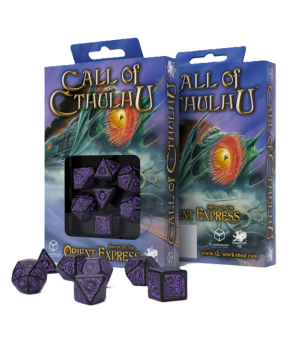 Call of Cthulhu Horror on the Orient Express Dice Set: Black & Purple