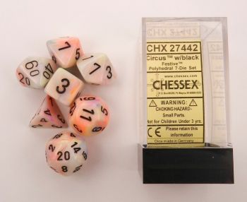 FESTIVAL CIRCUS/BLACK 7-DICE SET