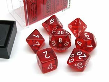 Translucent Polyhedral Red/White 7 Dice Set