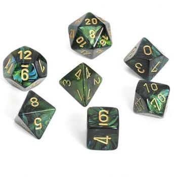 SCARAB JADE/GOLD 7-DICE SET